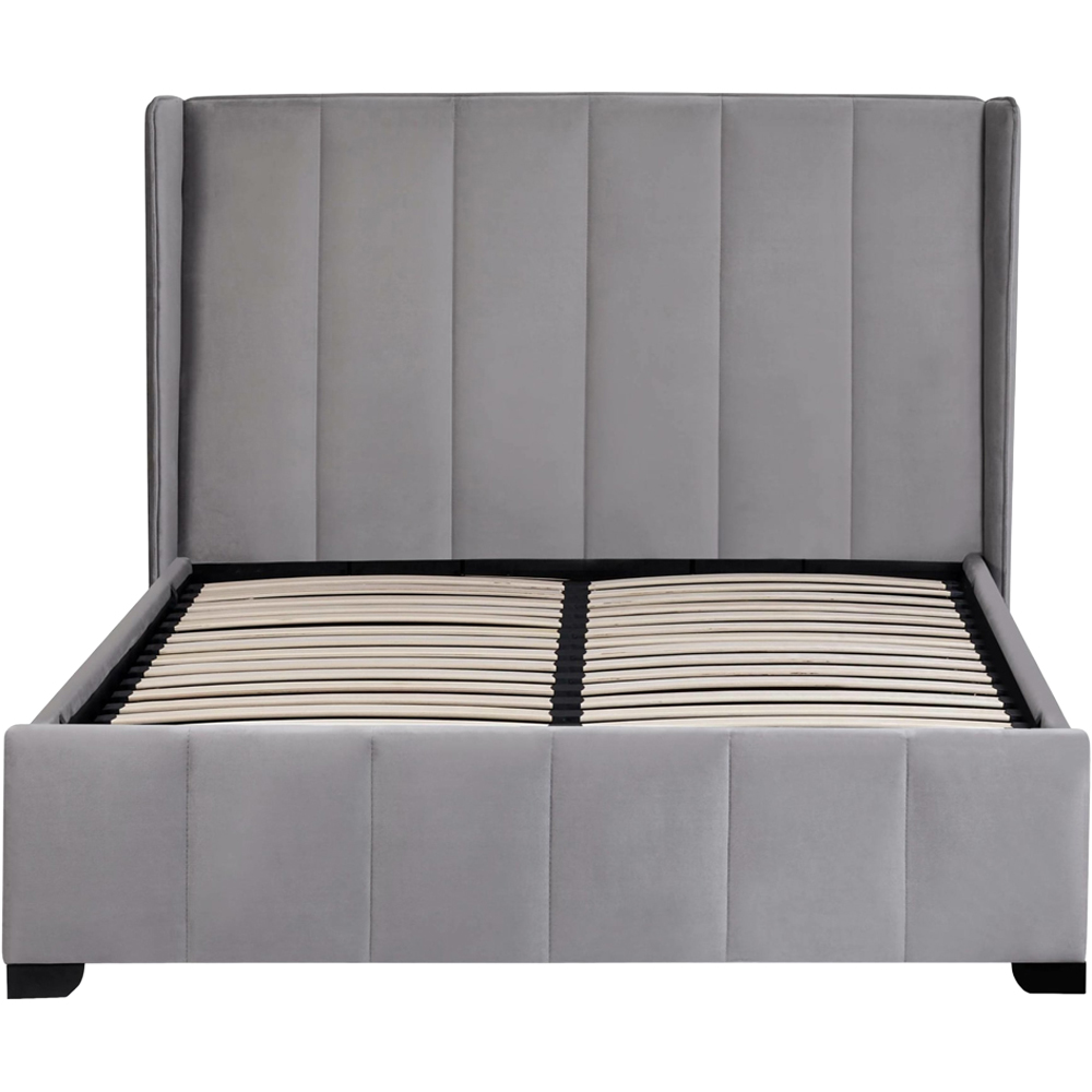 Julian Bowen Katie Double Grey Velvet Bed Frame with Winged Headboard Image 5