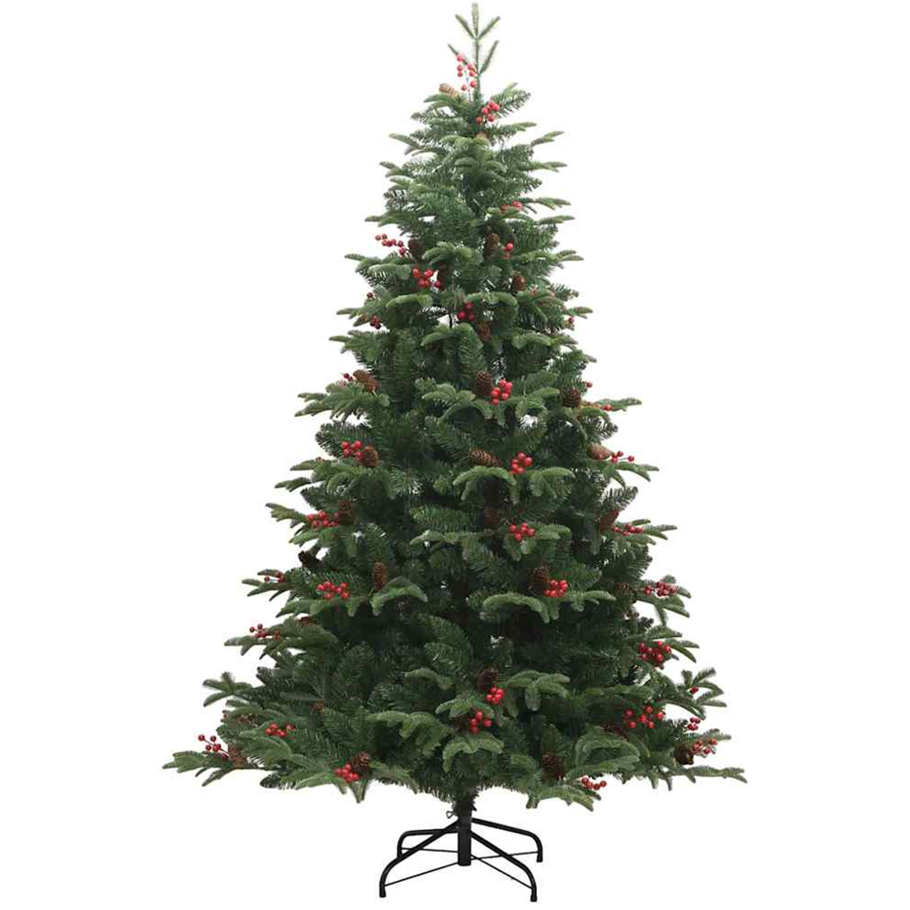 vidaXL Pre-Lit Warm White LED and Lilac Baubles Green Artificial Christmas Tree with Stand 6ft Image 3