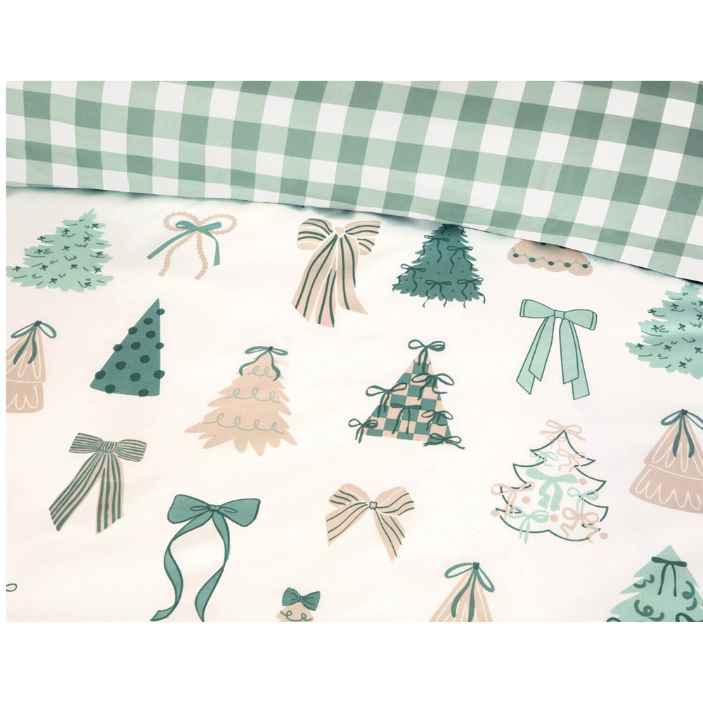 Christmas Tree Bows Bedding Set Sage Single Image 4