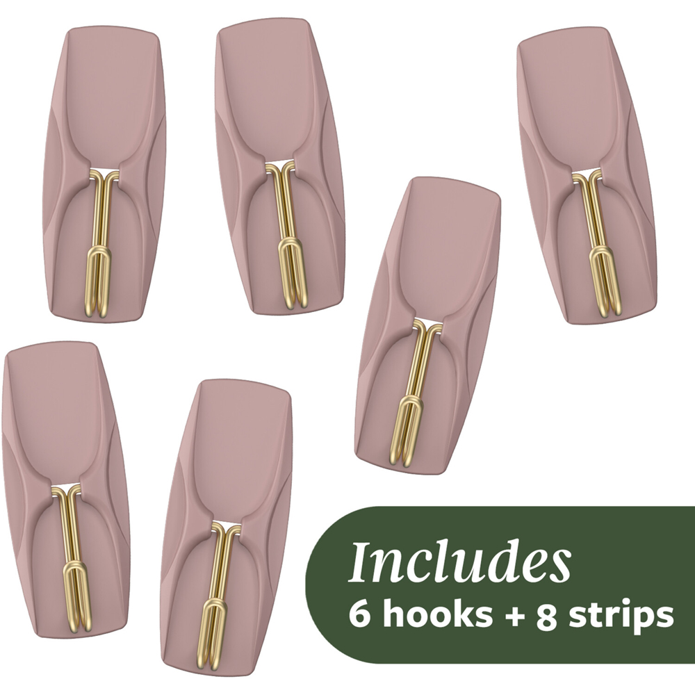 Pack of 6 Command Medium Wire Hooks Dusty Rose Image 3