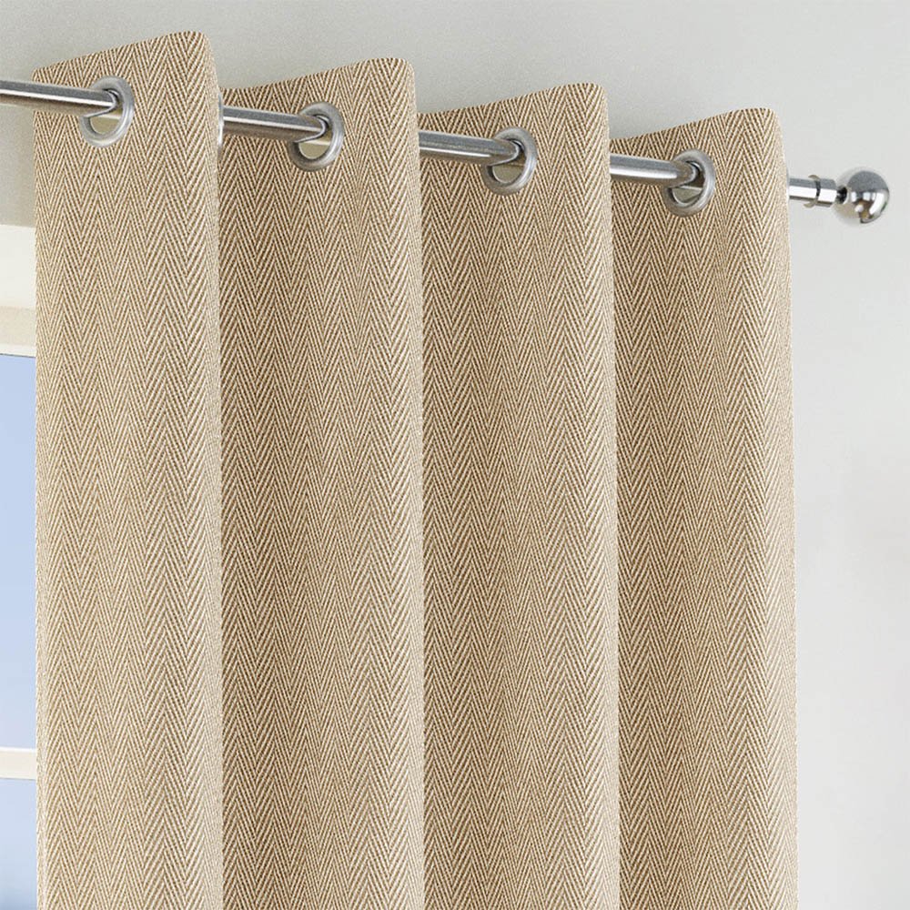 Enhanced Living Natural Herringbone Blackout Eyelet Thermal Curtains 168 x 183cm Image 2