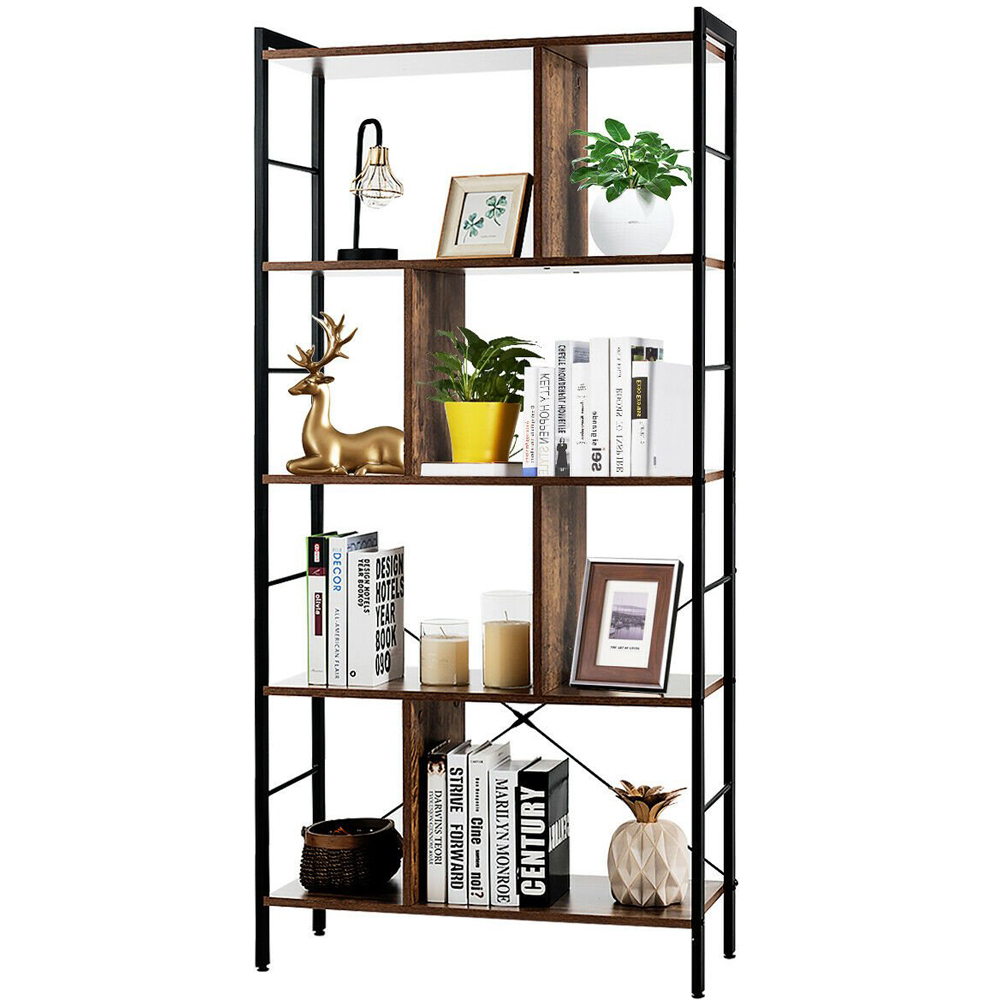 Costway 5 Shelf Black Freestanding Bookshelf Image 4