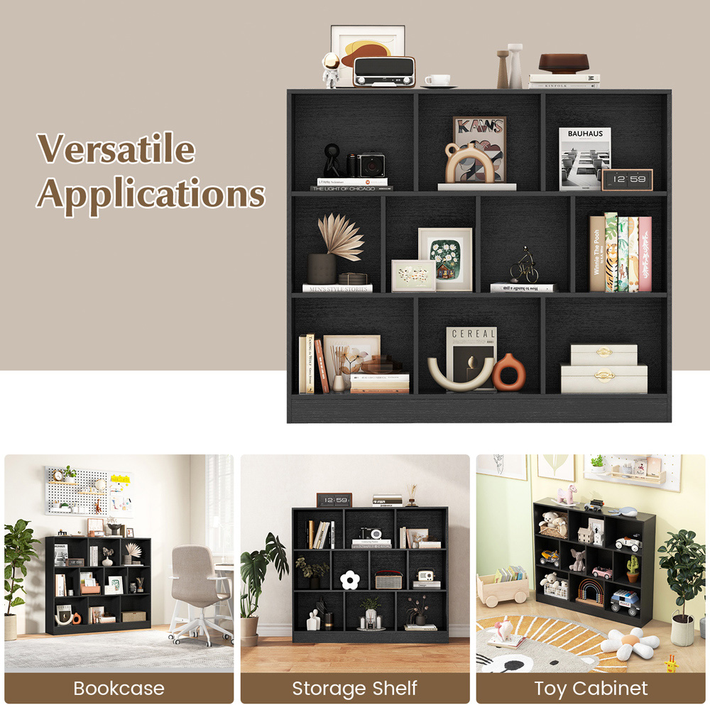 Costway 10 Cube Black Bookshelf Image 5