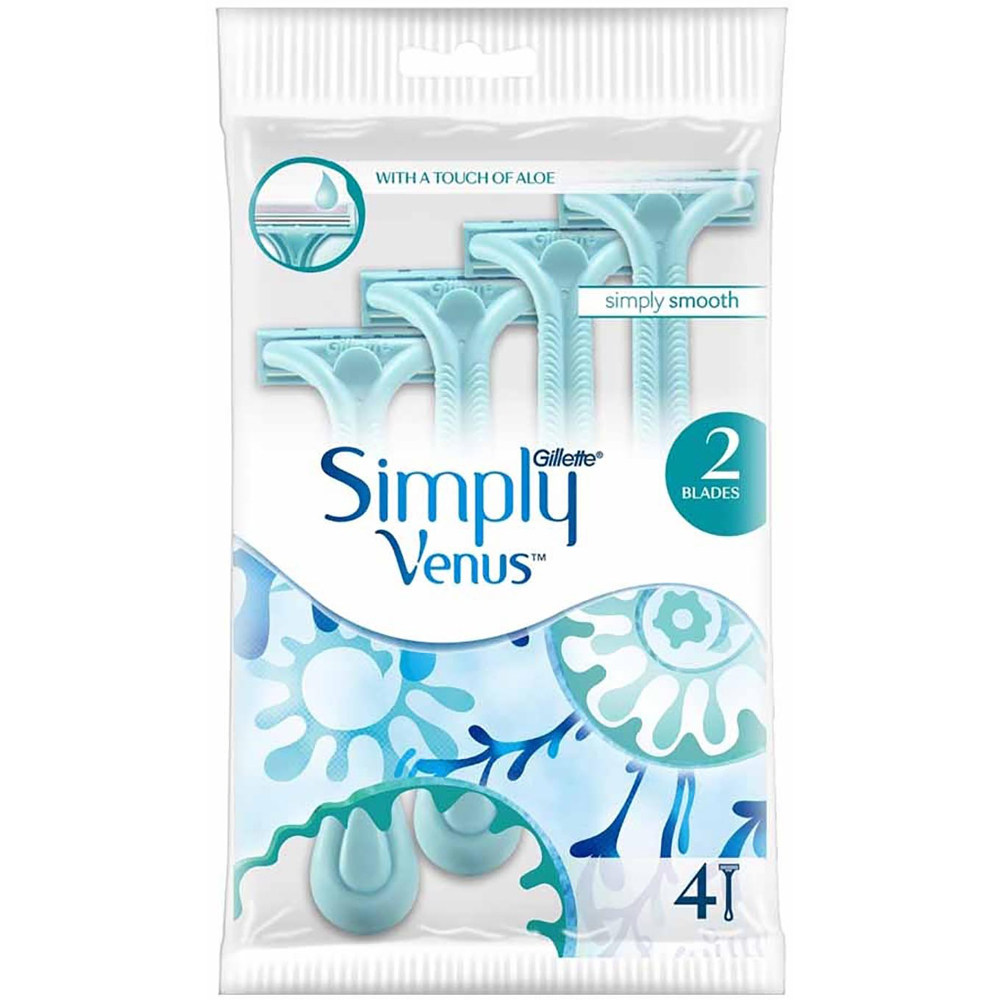 Gillette Simply Venus 2 Blade Women Disposable Razor 4 Pack Image