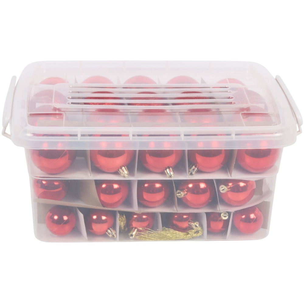 Pack of 70 Christmas Baubles Red Image 1