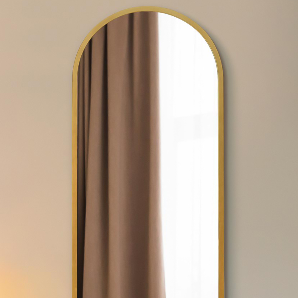 The Vultus Gold Double Arched Metal Leaner Wall Mirror 160 x 55cm Image 6