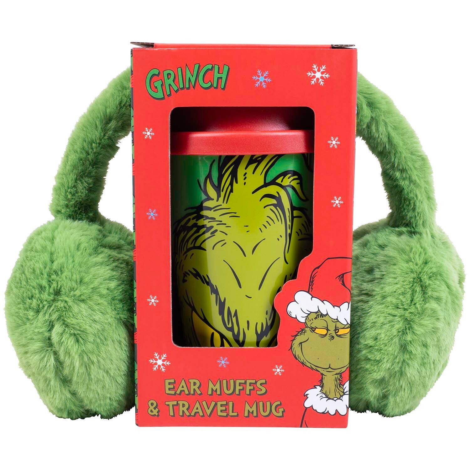 The Grinch Green Ear Muffs & Travel Mug Gift Set Image 1