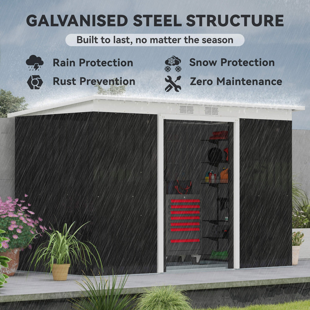 Outsunny 9 x 4ft Grey Metal Pent Garden Shed Image 3
