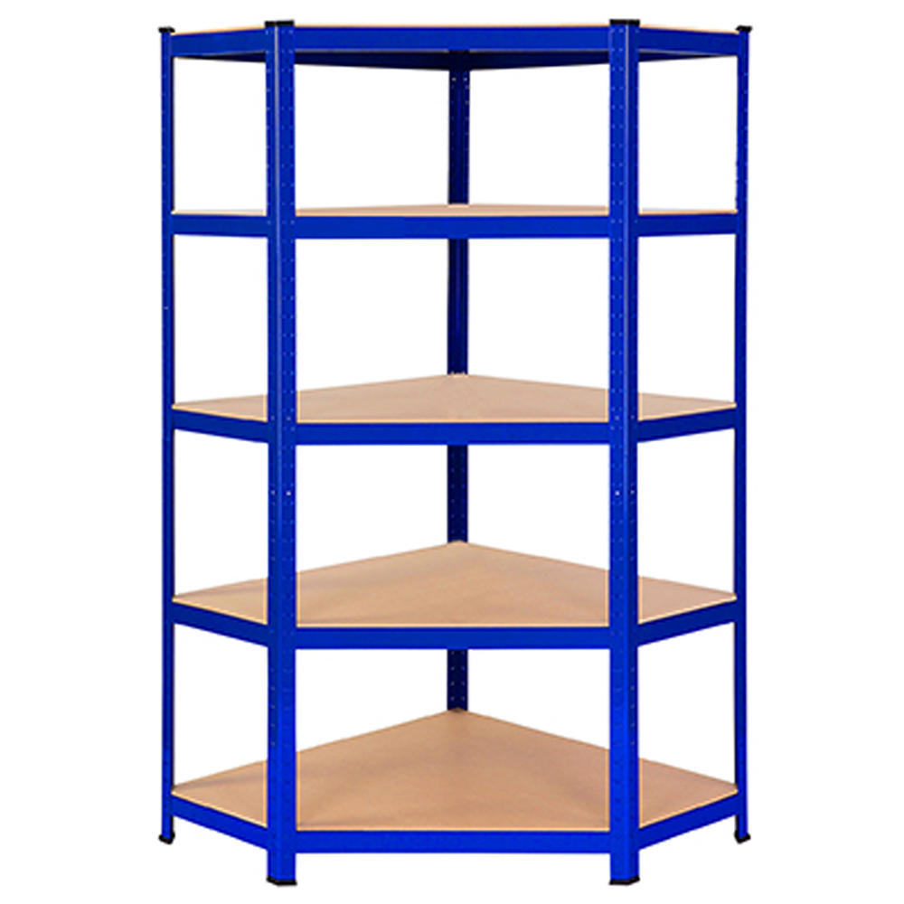 MonsterShop T-Rax 5 Shelf Blue Corner Shelving Rack 90cm Set of 3 Image 3