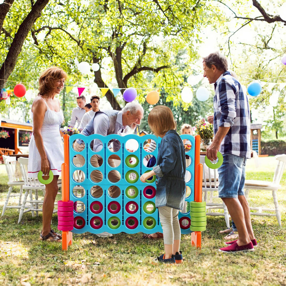 Costway Blue Giant 4 in A Row Game Set with 42 Rings and Sliders Image 4
