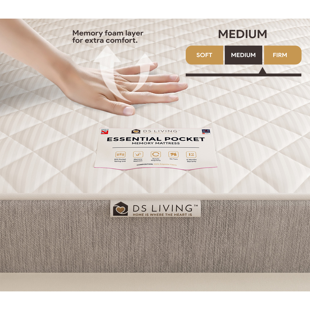 DS Living Contour King Size 800 Pocket Sprung Hybrid Memory Foam Mattress Image 5