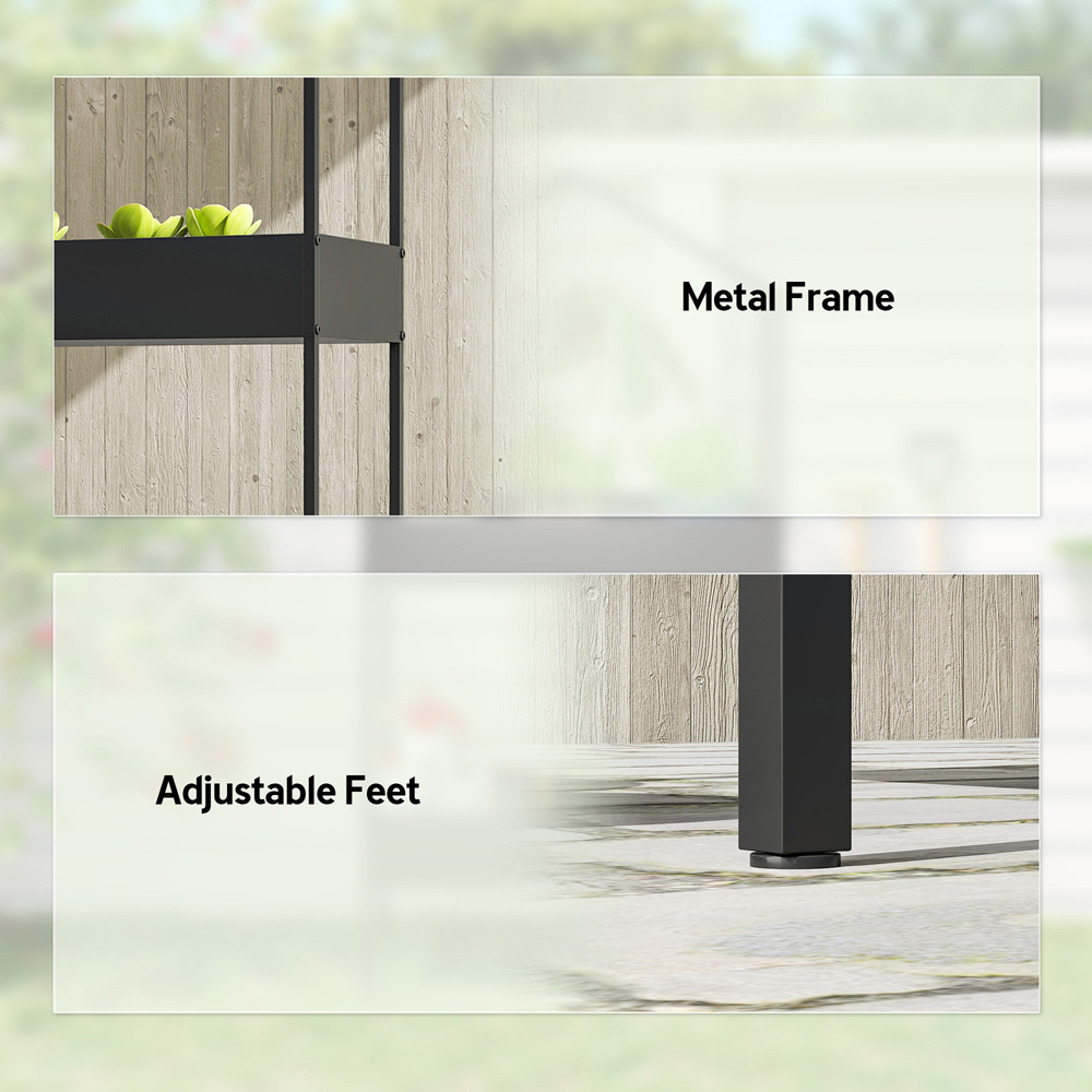 Outsunny 2 Shelf Black Metal Plant Stand with Hook Image 5