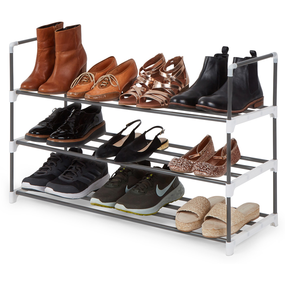 Keplin 3 Shelf Grey Metal Shoe Rack Image 1
