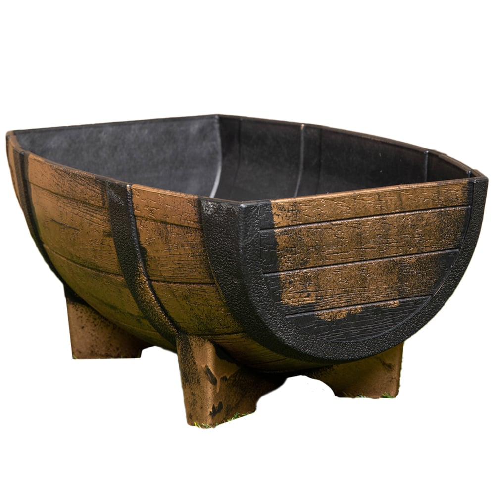 Samuel Alexander Oak Effect Barrel Plastic Medium Trough Planter 40cm Image 1