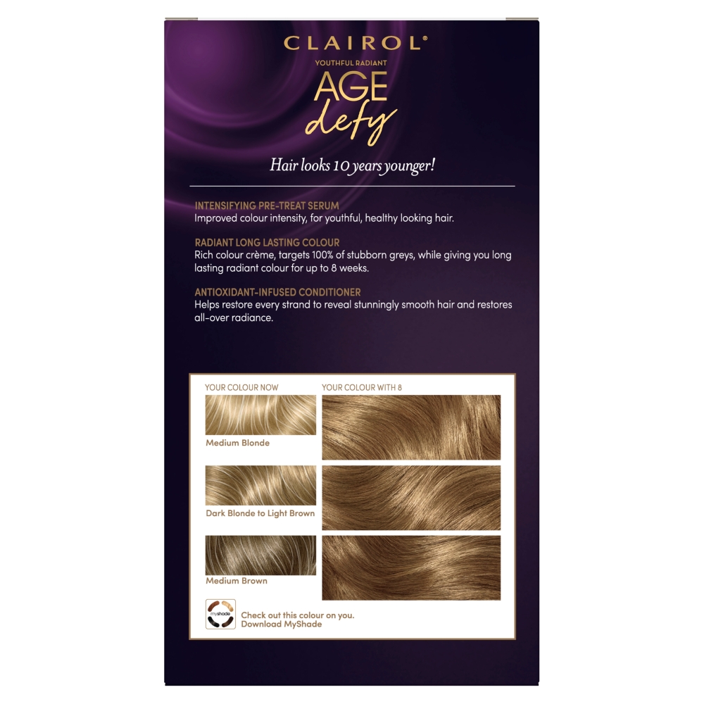 Clairol Nice'n Easy Age Defy Medium Blonde 8 Permanent Hair Dye Image 3