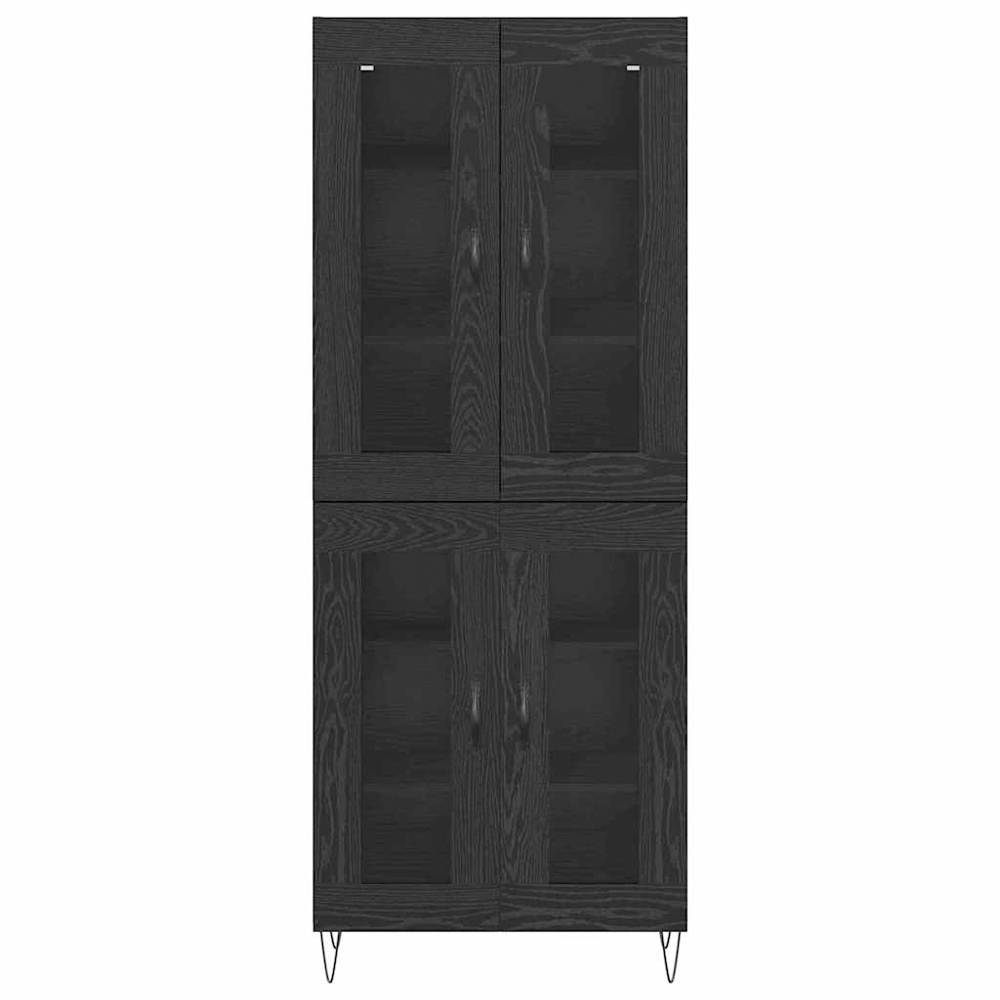 vidaXL 4 Glass Door Black Oak Sideboard Image 4