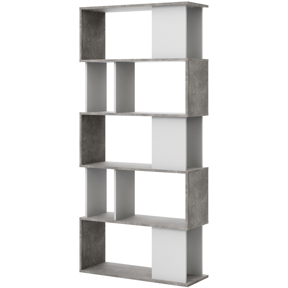 Furniture To Go Maze 5 Shelf Concrete and White Open Bookcase Image 4