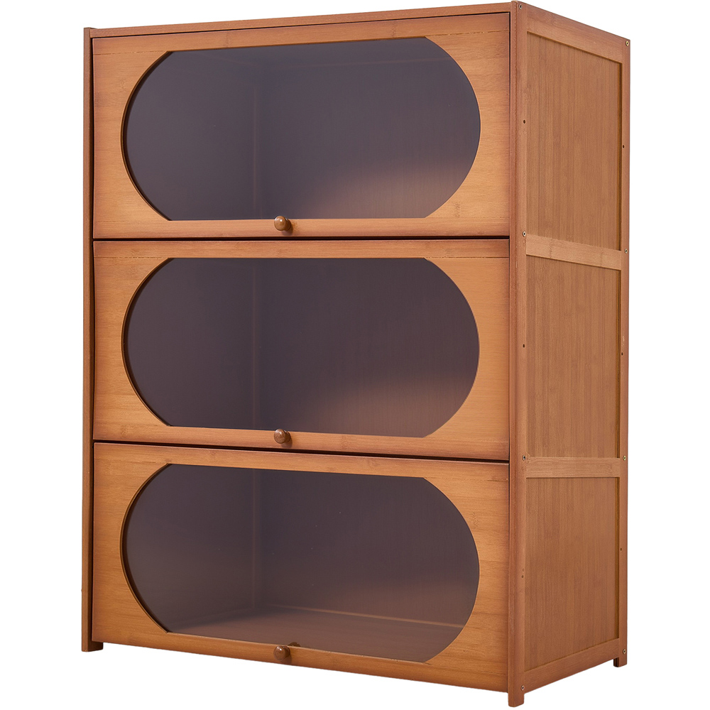 Living and Home 3 Acrylic Door Brown Bamboo Bookcase Image 2