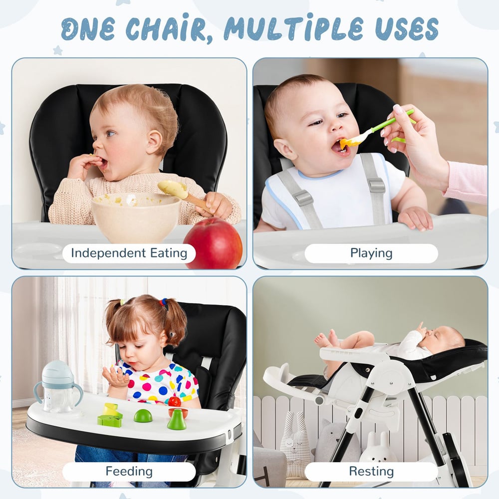 Costway Black Baby Highchair with Cushion Image 6