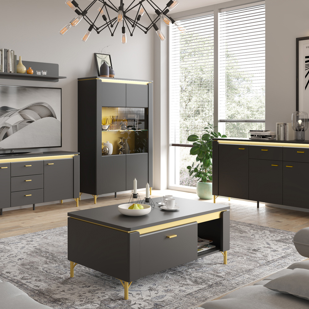 Furniture To Go Genoa Single Drawer Black Coffee Table Image 6