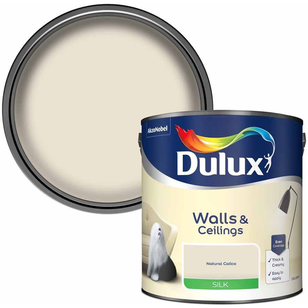Dulux Walls & Ceilings Natural Calico Silk Emulsion Paint 2.5L Image 1