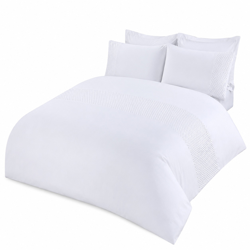 Smart Living Single White Lace Border Duvet Cover Set Image 2