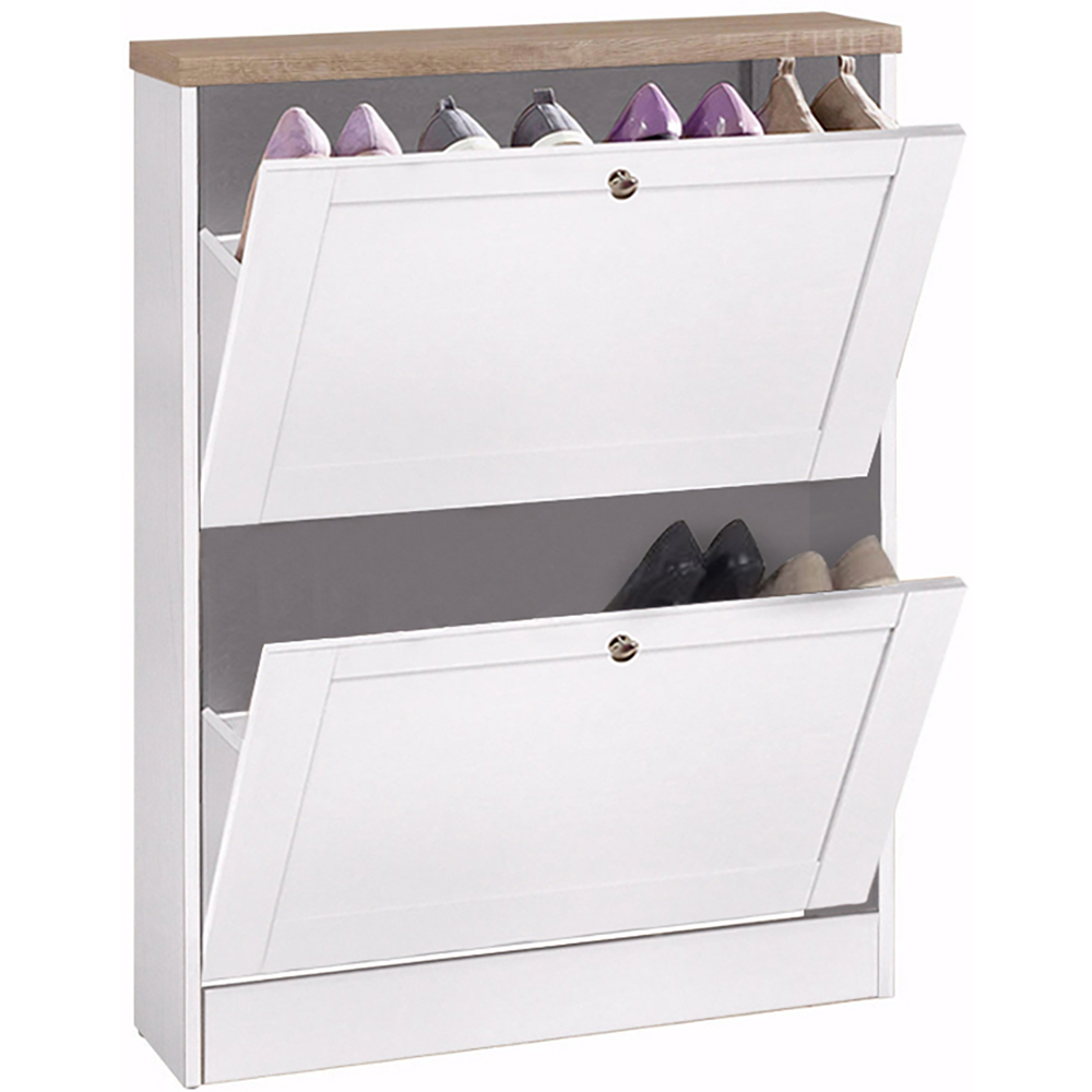 Loft24 HEIDE 2 Flap Door White Sonoma Oak Shoe Chest Image 4