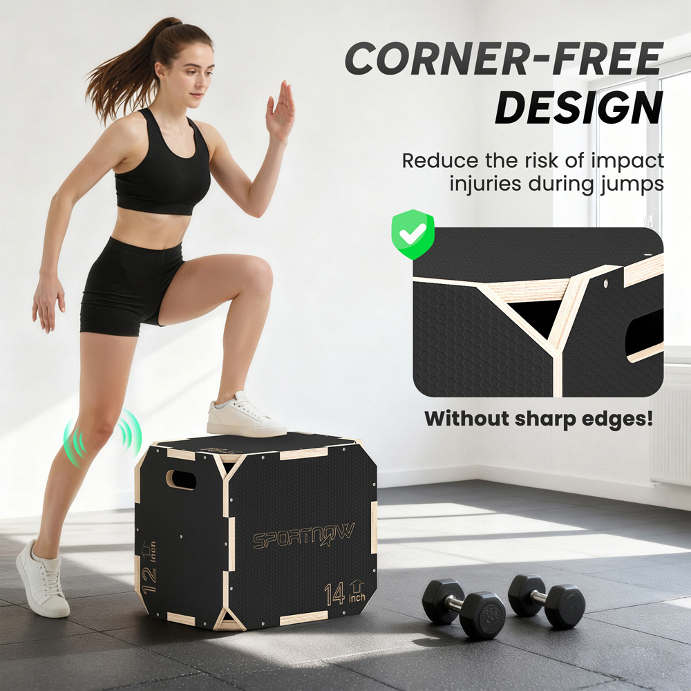 SPORTNOW Non-Slip Corner-free Wooden Plyo Box 31 x 36 x 41cm Image 8