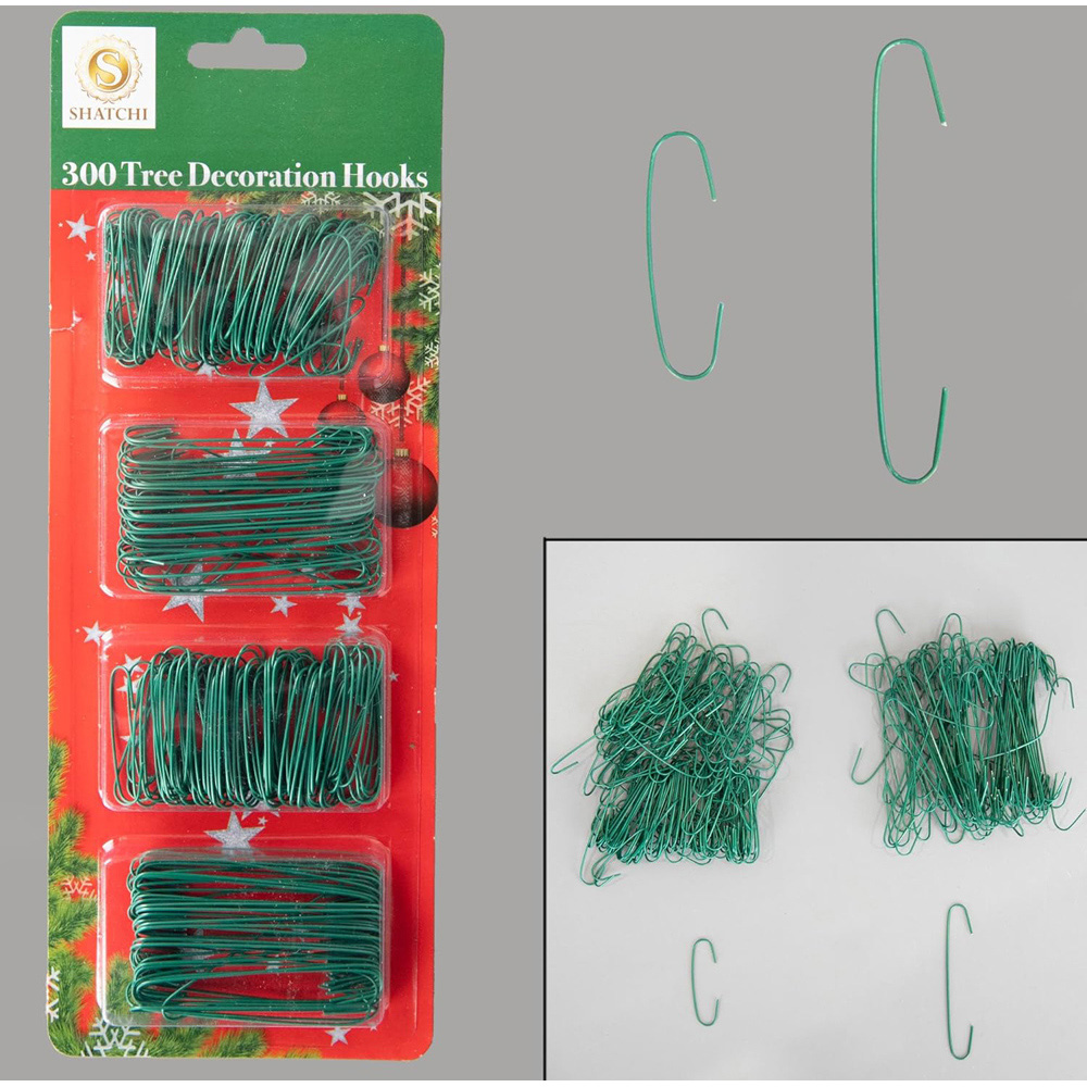Shatchi Green Tree Decoration Hook 300 Pack Image 3
