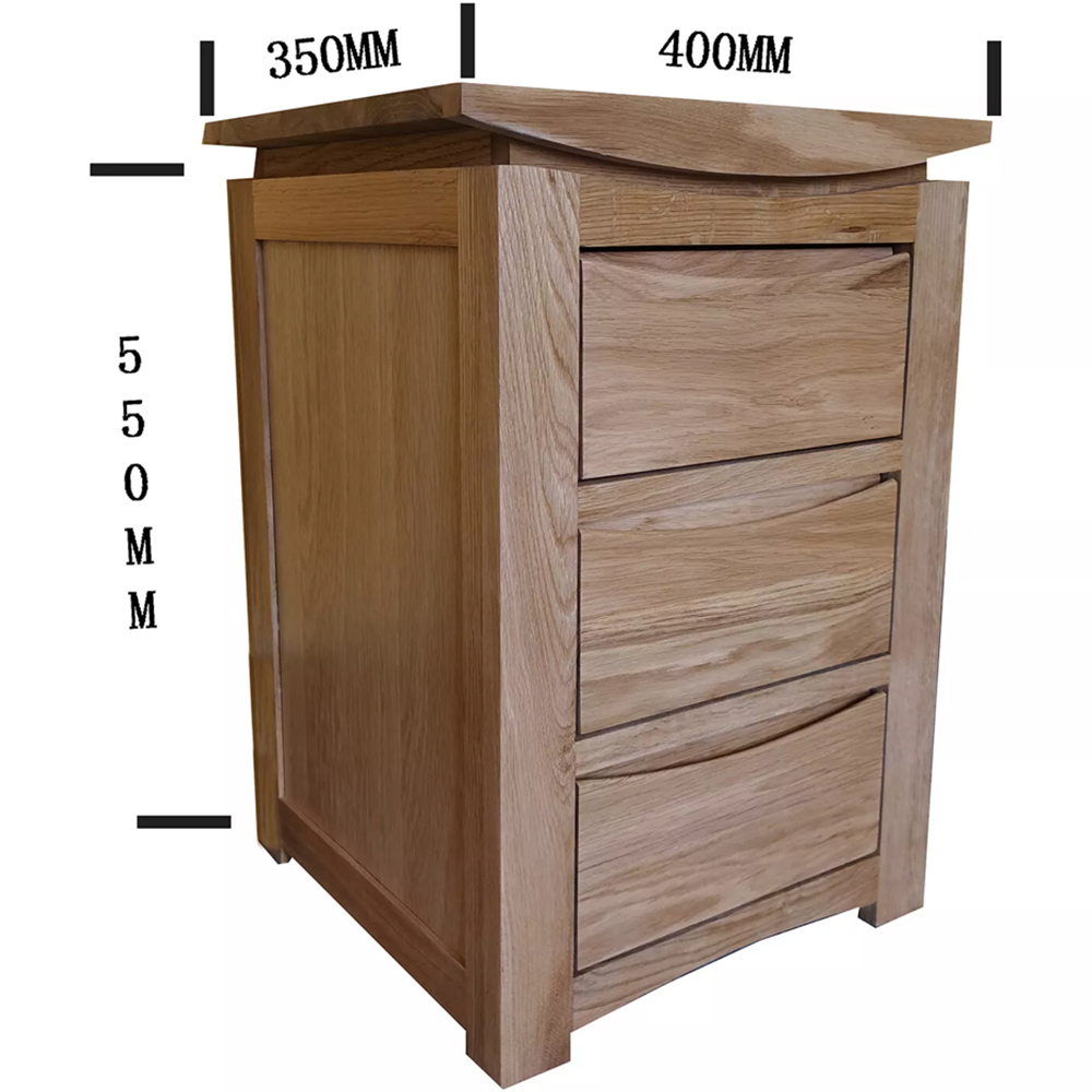 Furniture One 3 Drawer Oak Veneer Bedside Table Image 6