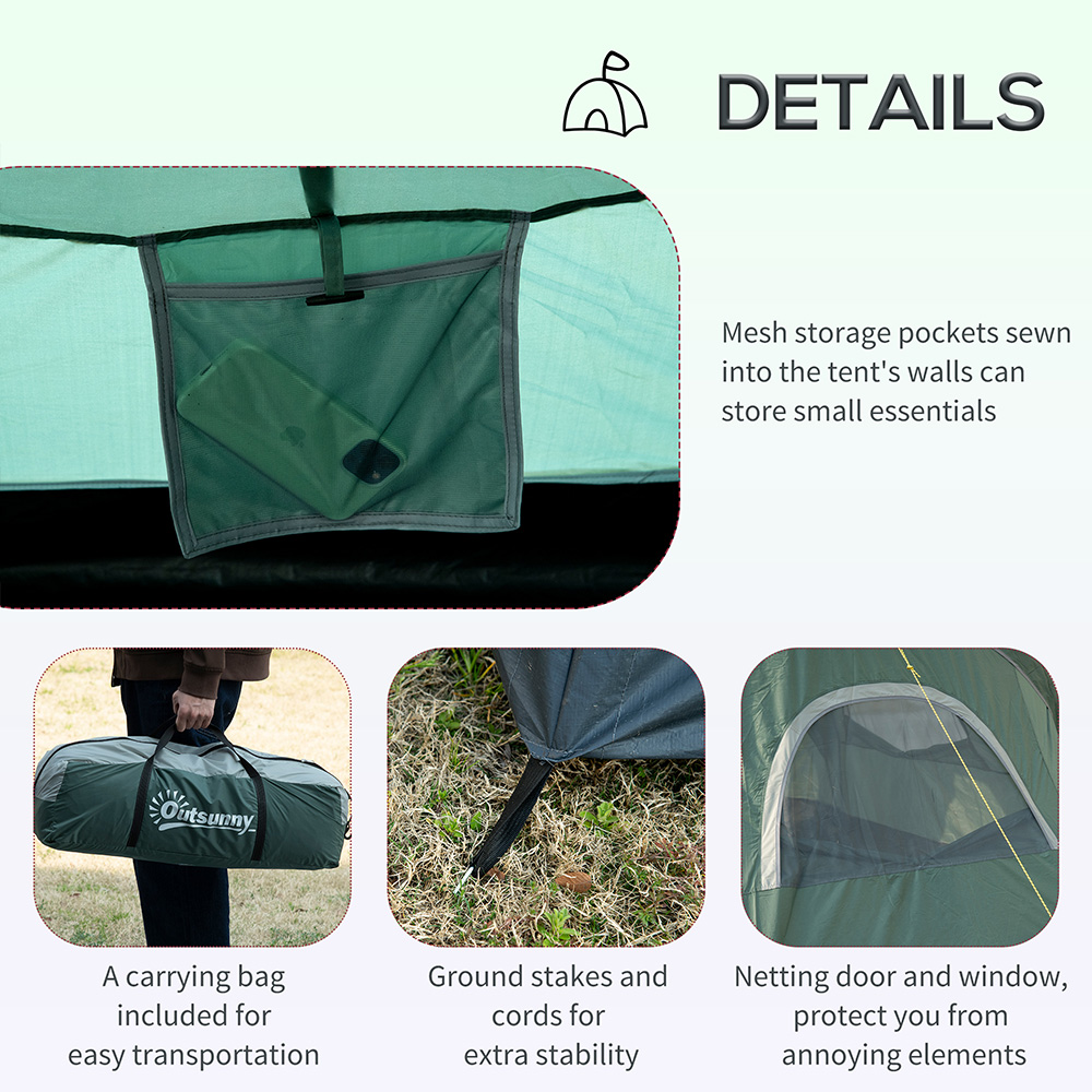 Outsunny 5-6 Person Waterproof Dome Camping Tent Dark Green Image 6