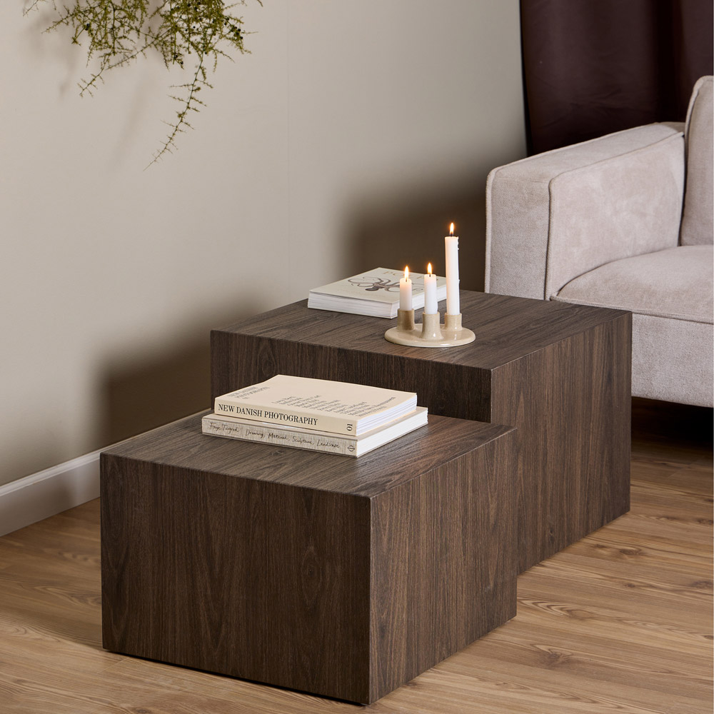 Florence Dice Smoked Ash Square Coffee Table Set of 2 Image 8