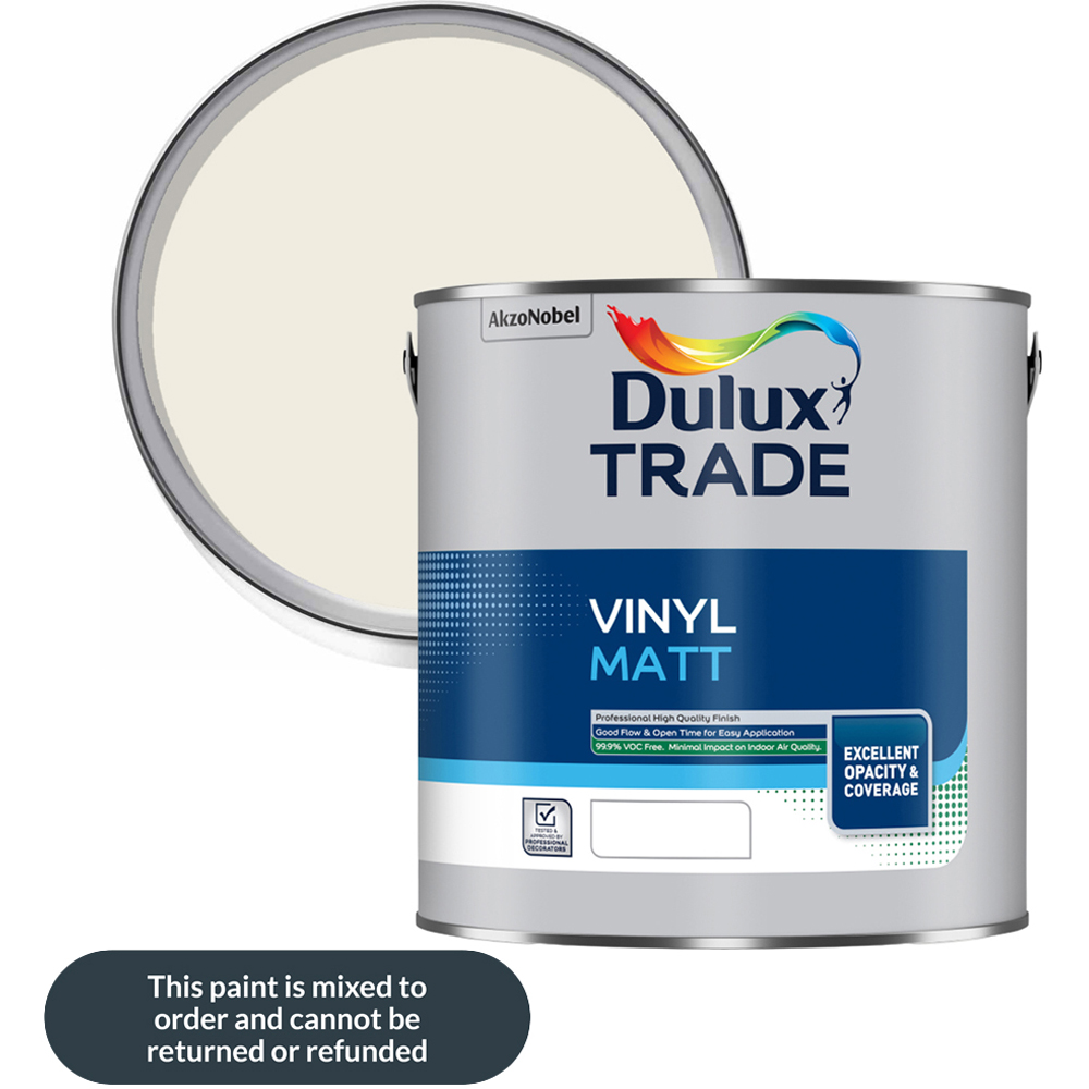 Dulux Trade Alabaster White Walls and Ceilings Vinyl Matt Paint 2.5L Image 1