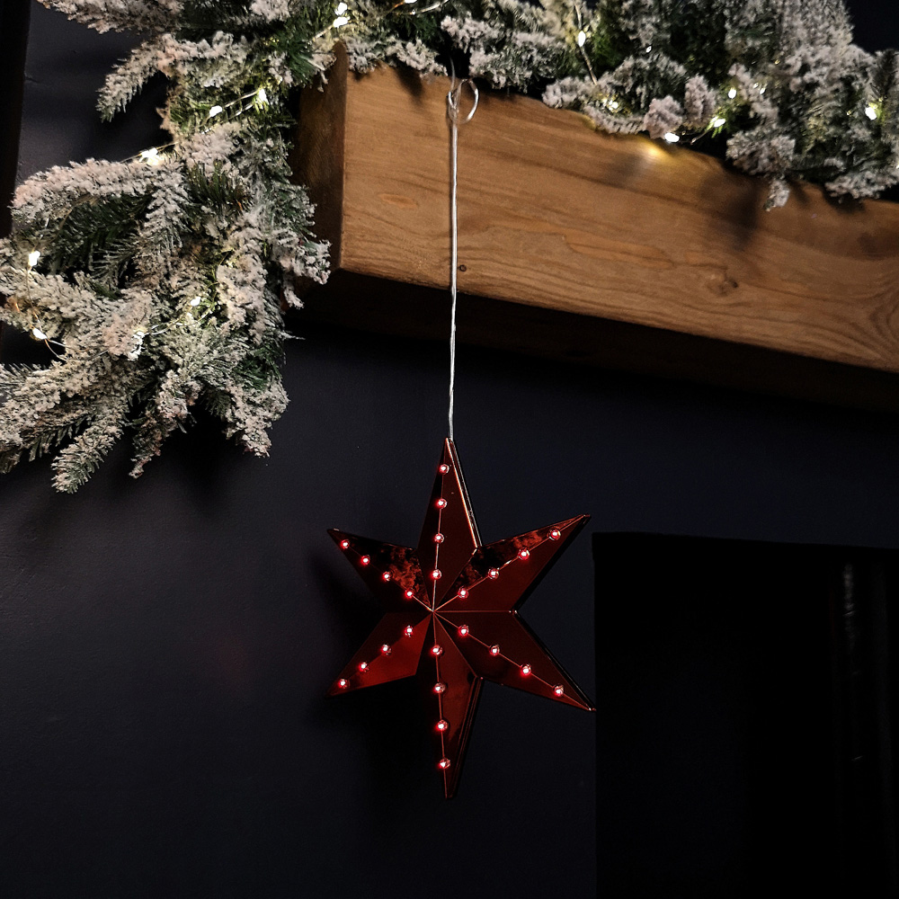 Samuel Alexander Ruby Hanging Shooting Star LED Christmas Bauble 20cm Image 5