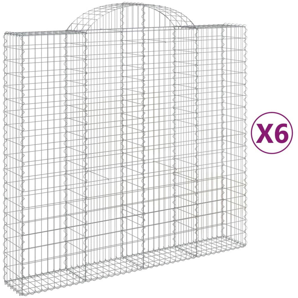 vidaXL Silver Galvanised Iron Arched Gabion Basket 200 x 50 x 180/200cm 6 Pack Image 4