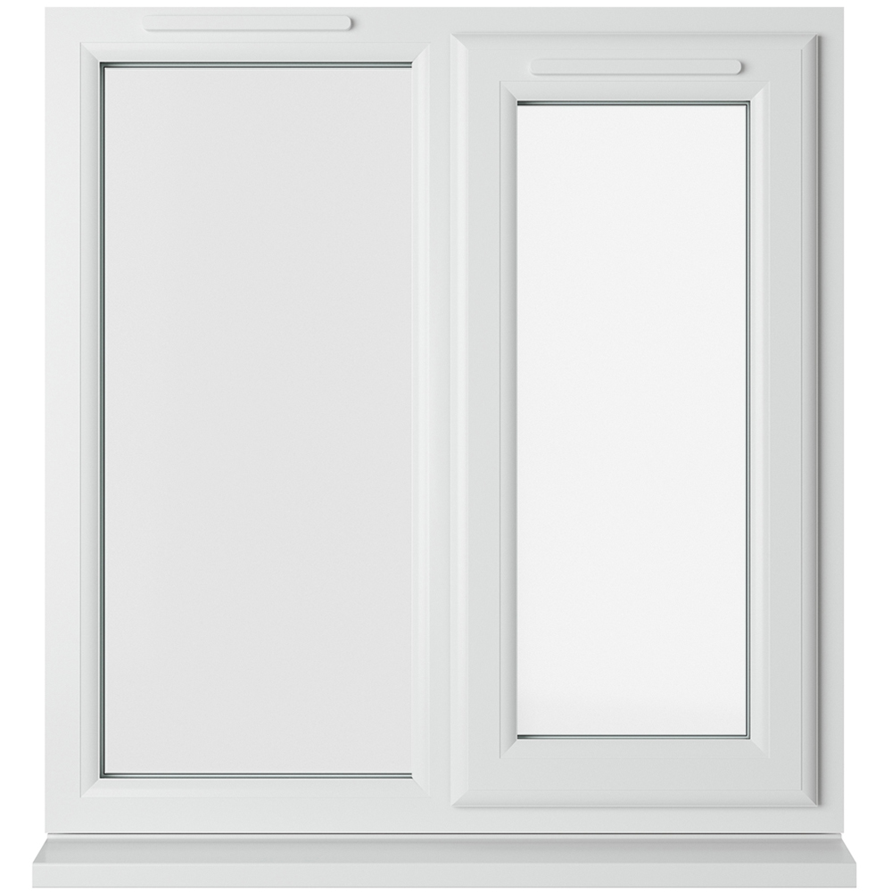 Crystal uPVC Double Glazed Window RH Side Hung Next to a Fixed White Clear Glass 905x965mm Image 1