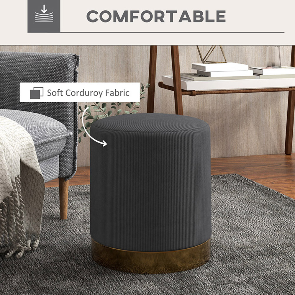 Portland Charcoal Grey Round Footstool Image 6