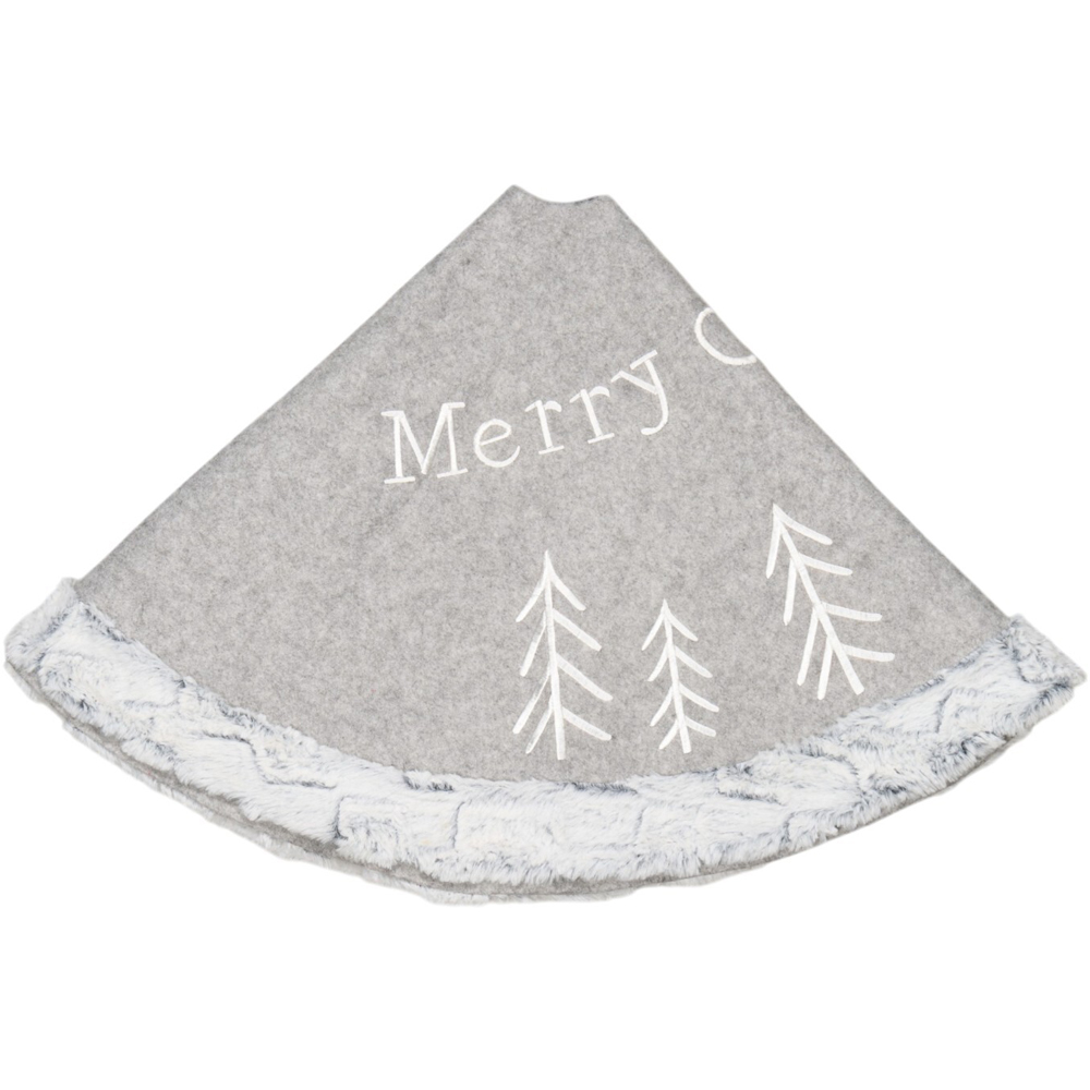 Merry Christmas Round Tree Skirt Grey Image 5