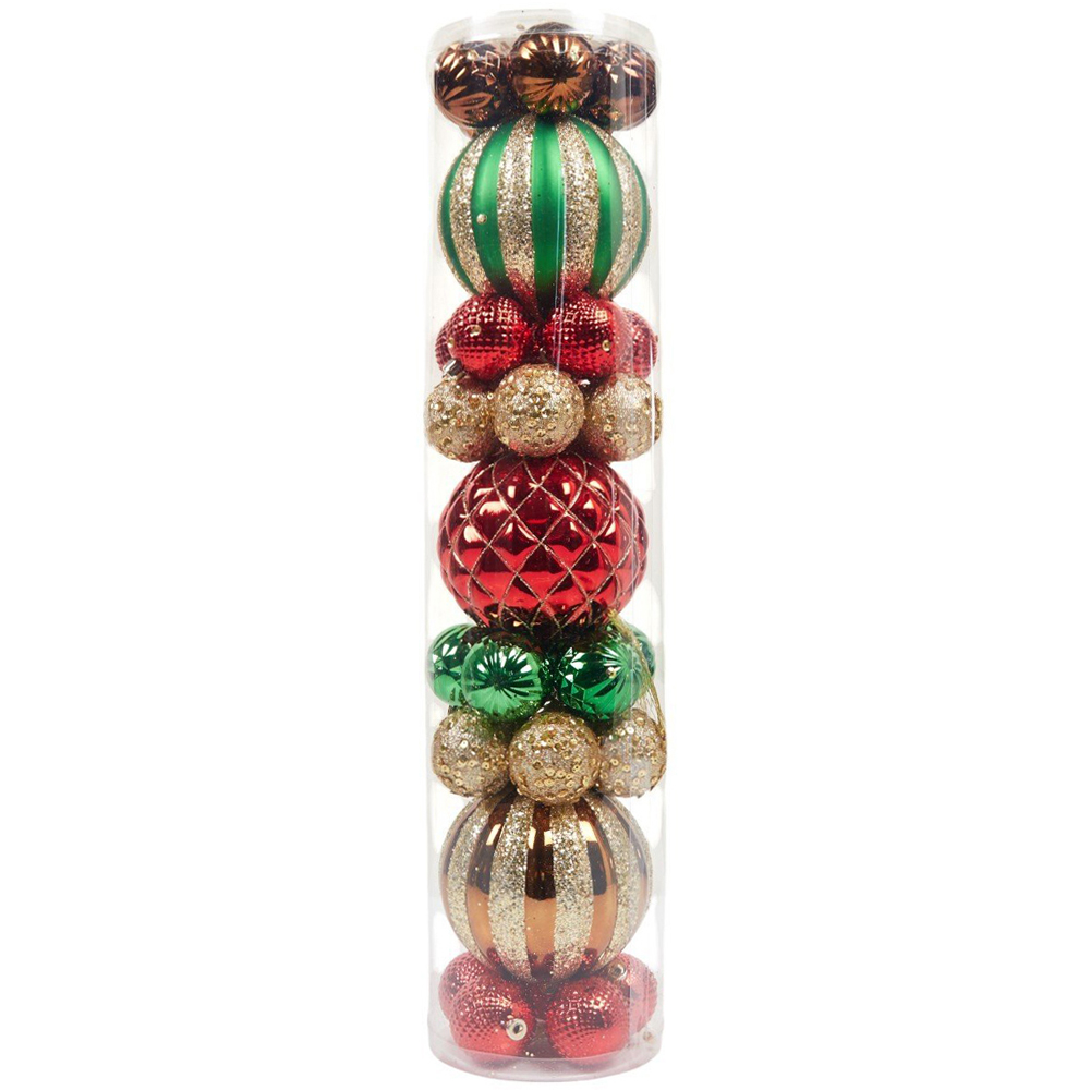 Pack of 33 Sleigh Bells Ring Baubles Red Image 1