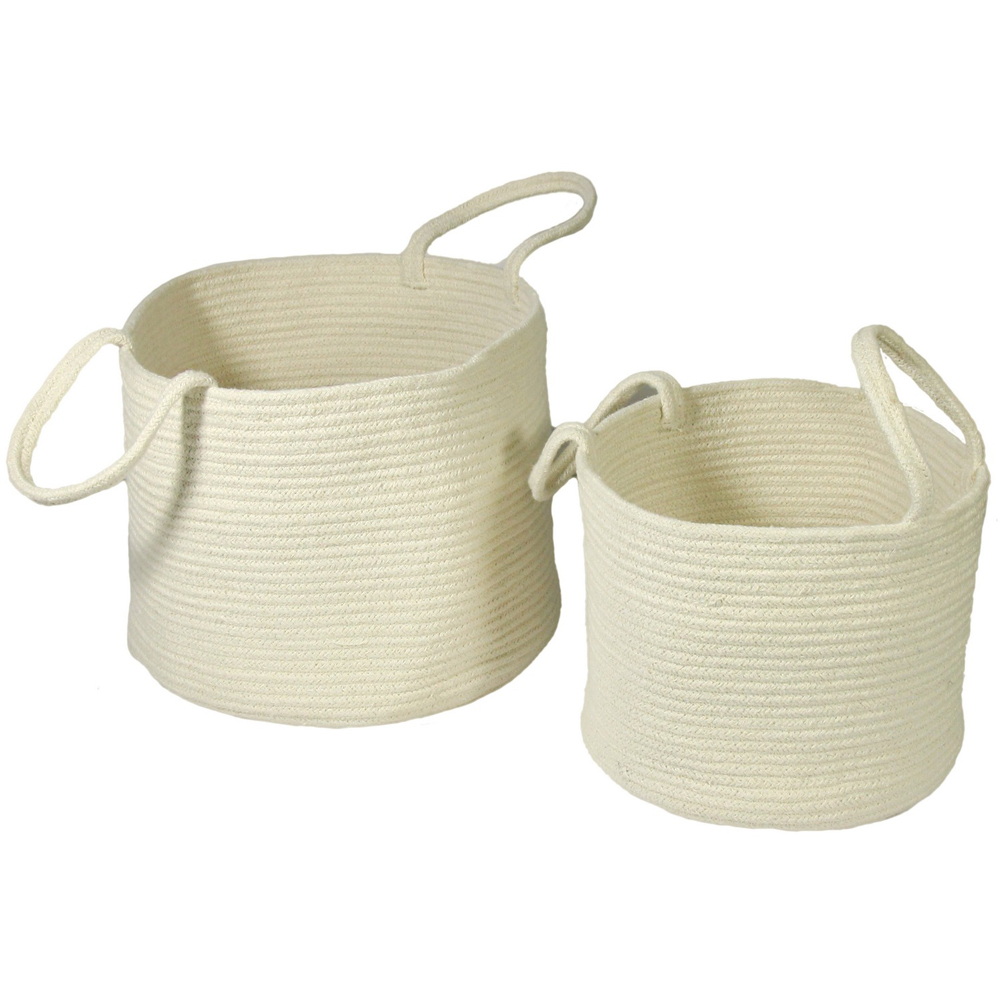Beckton Cream Cotton Storage Basket Set of 2 Image 1
