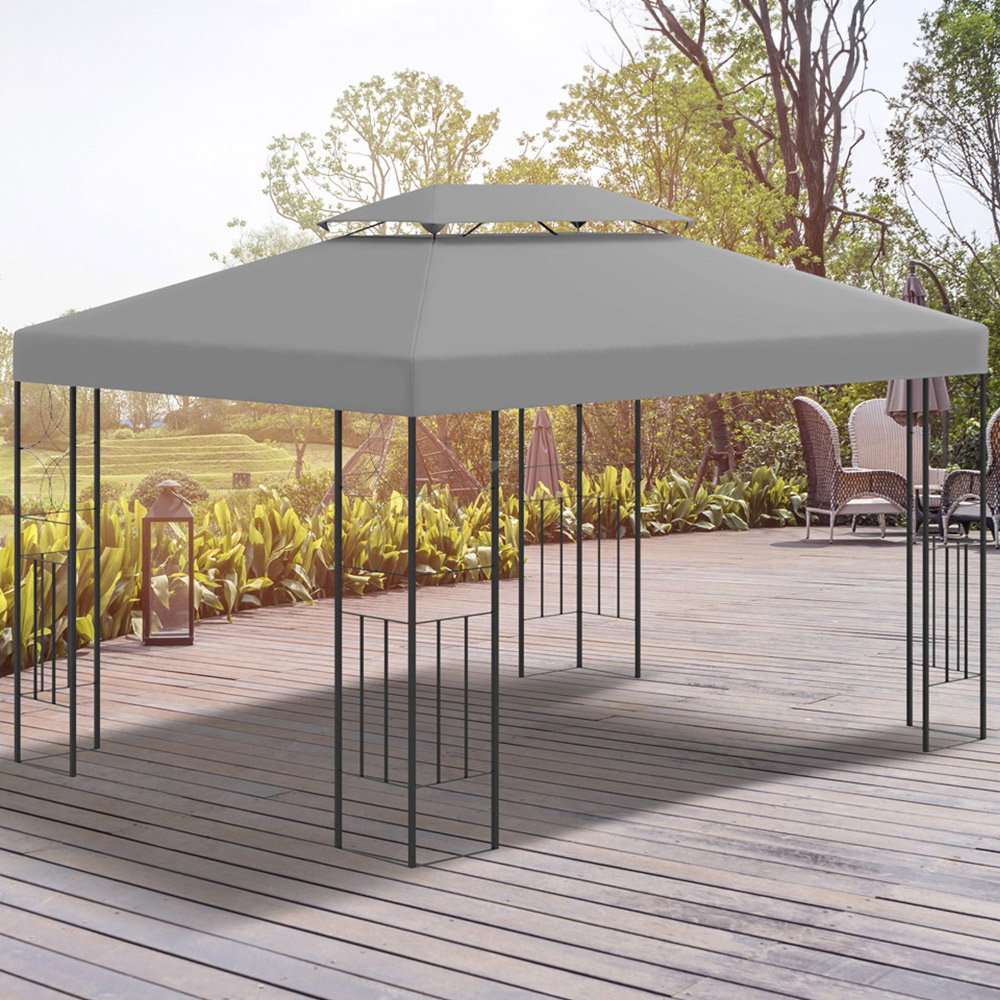 Outsunny 3 x 4m Light Grey Replacement Gazebo Canopy Image 1