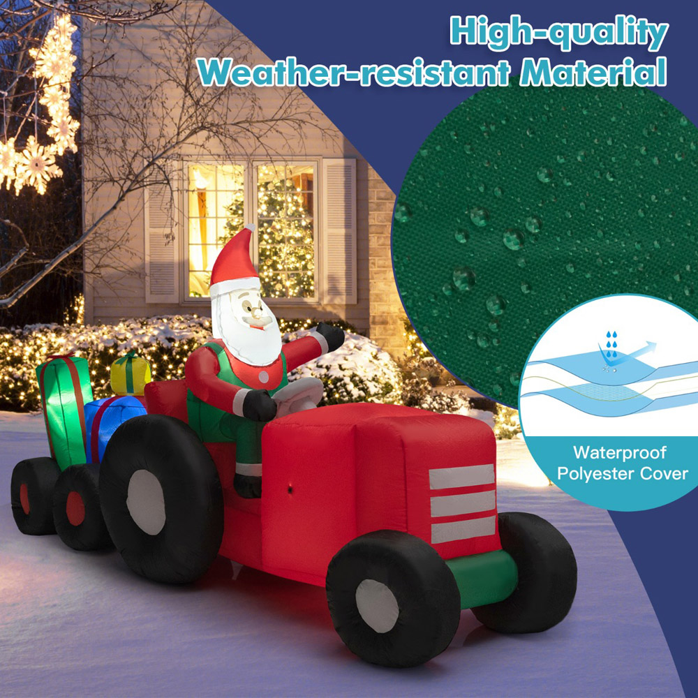 Costway Santa Claus Driving a Tractor with Gifts LED Inflatable Decoration 4.9 x 8.8 x 3.1ft Image 6