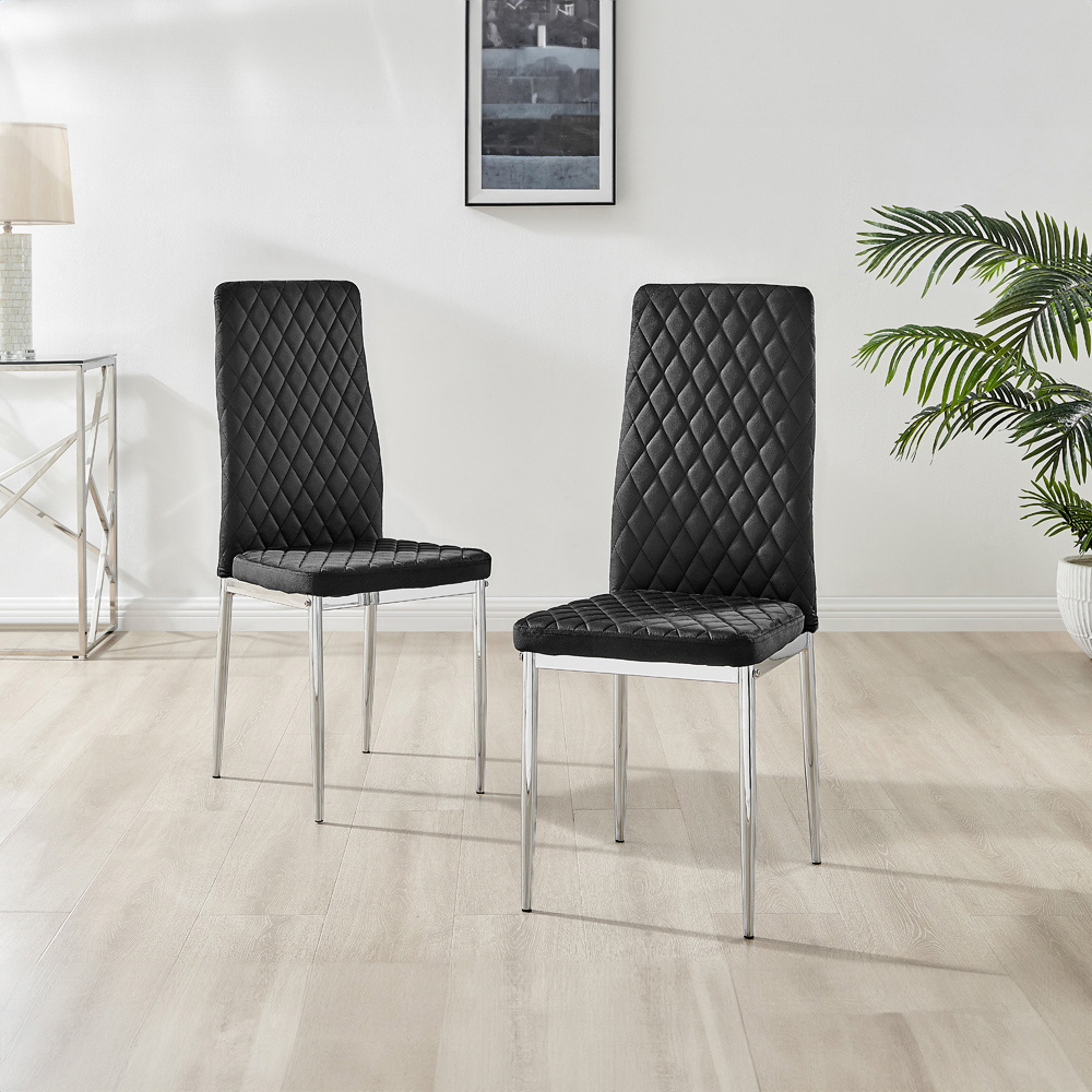 Furniturebox Copeland Valera Marble Effect 4 Seater Dining Set White Black and Chrome Image 3