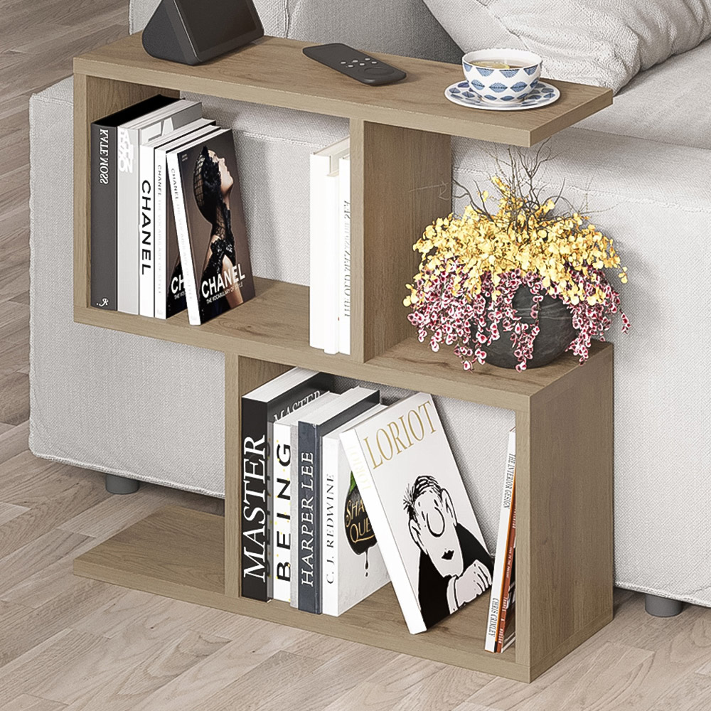Decortie Homemania 4 Shelf Oak Effect Side Table Image 1