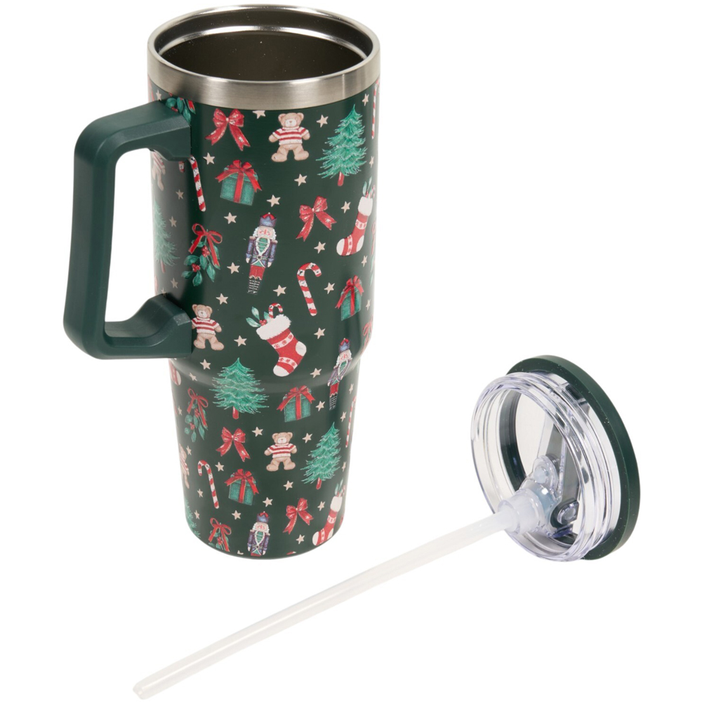 Xmas Print Vacuum Tumbler with Lid Image 5