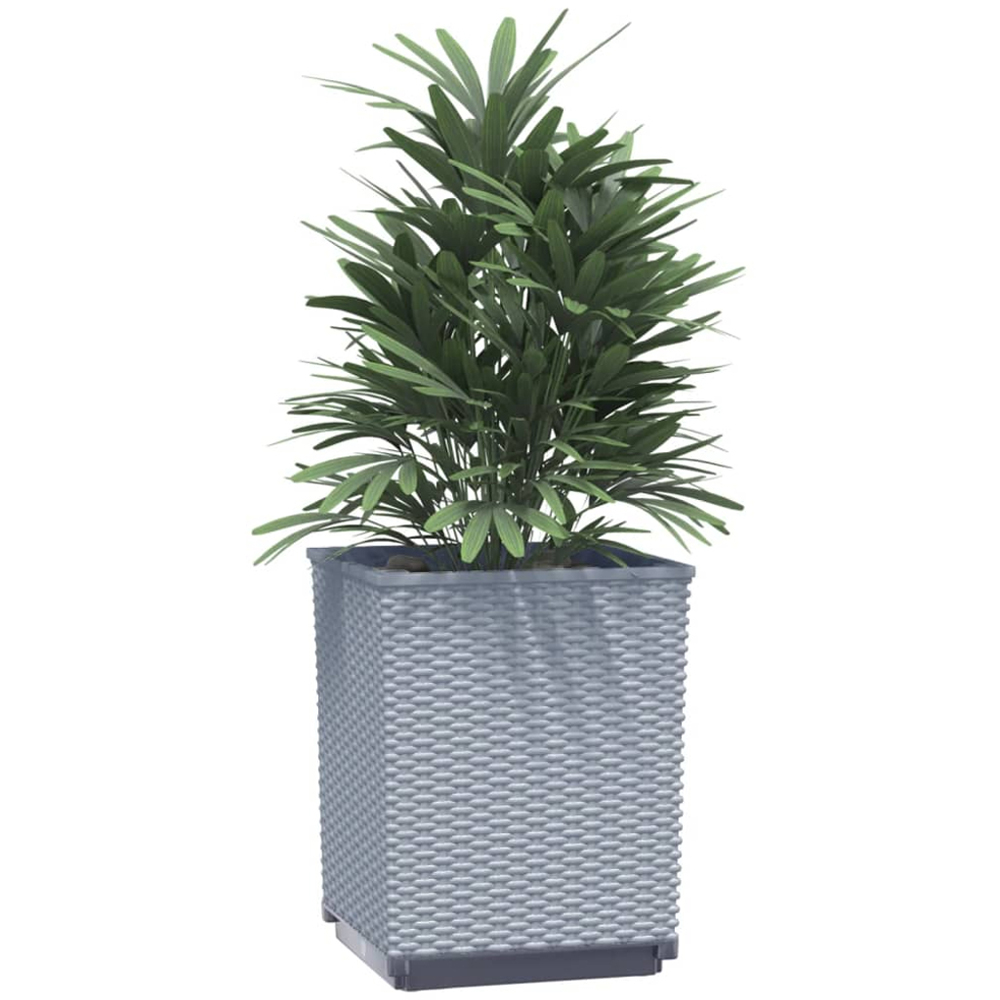 vidaXL Grey Polypropylene Rectangular Outdoor Planter Box 30 x 30 x 37cm Image 2