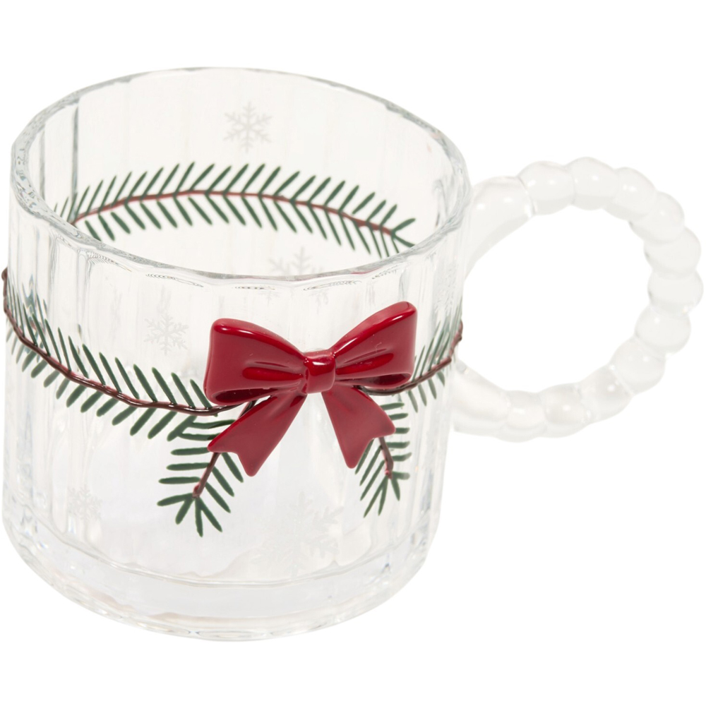 Snowflake or Bow Glass Mug Image 8