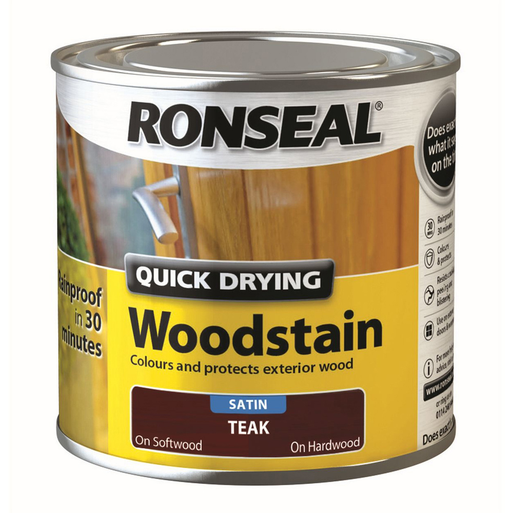 Ronseal Quick Drying Teak Satin Woodstain 250ml Image 2