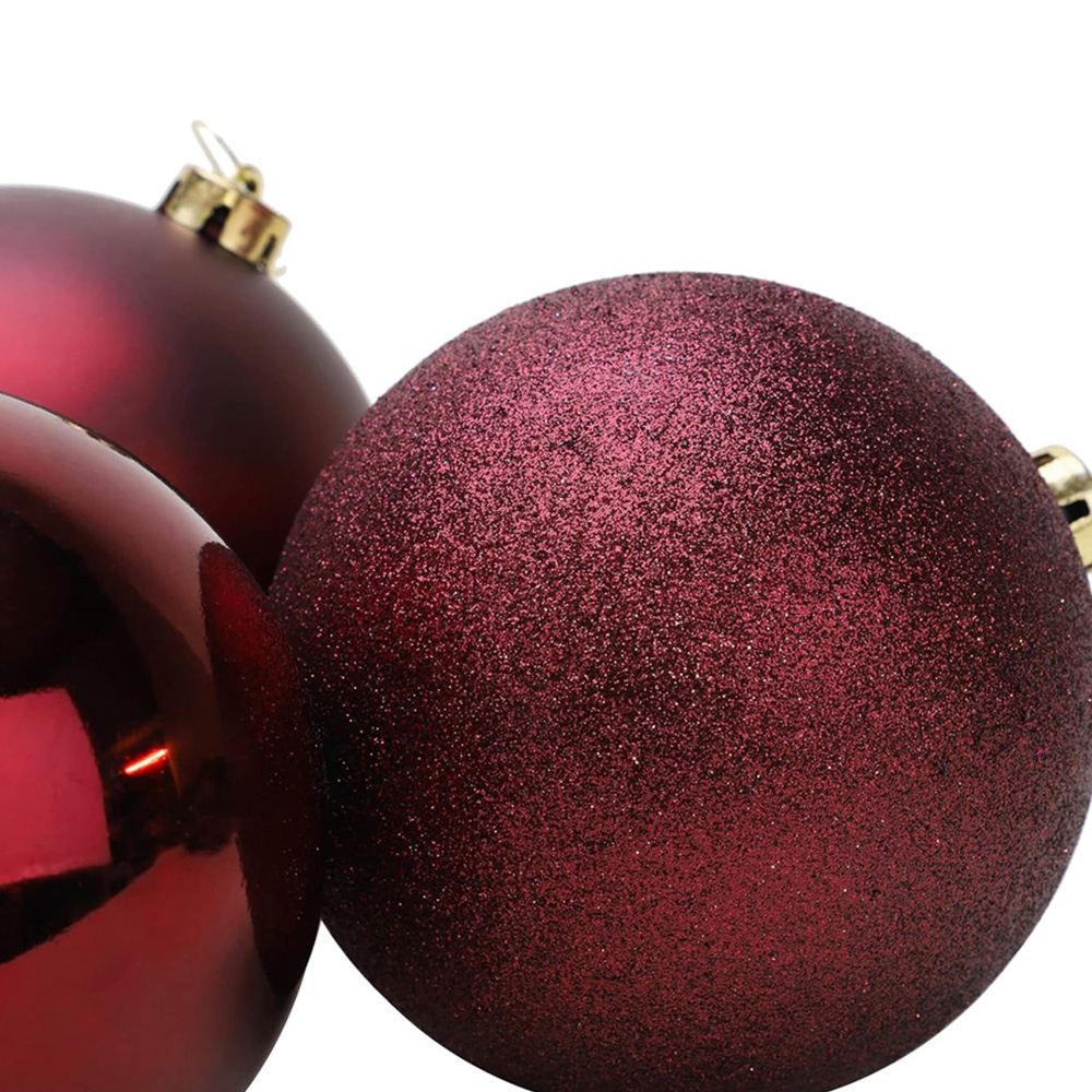 Shatchi 15cm Burgundy Shatterproof Bauble 3 Pack Image 3