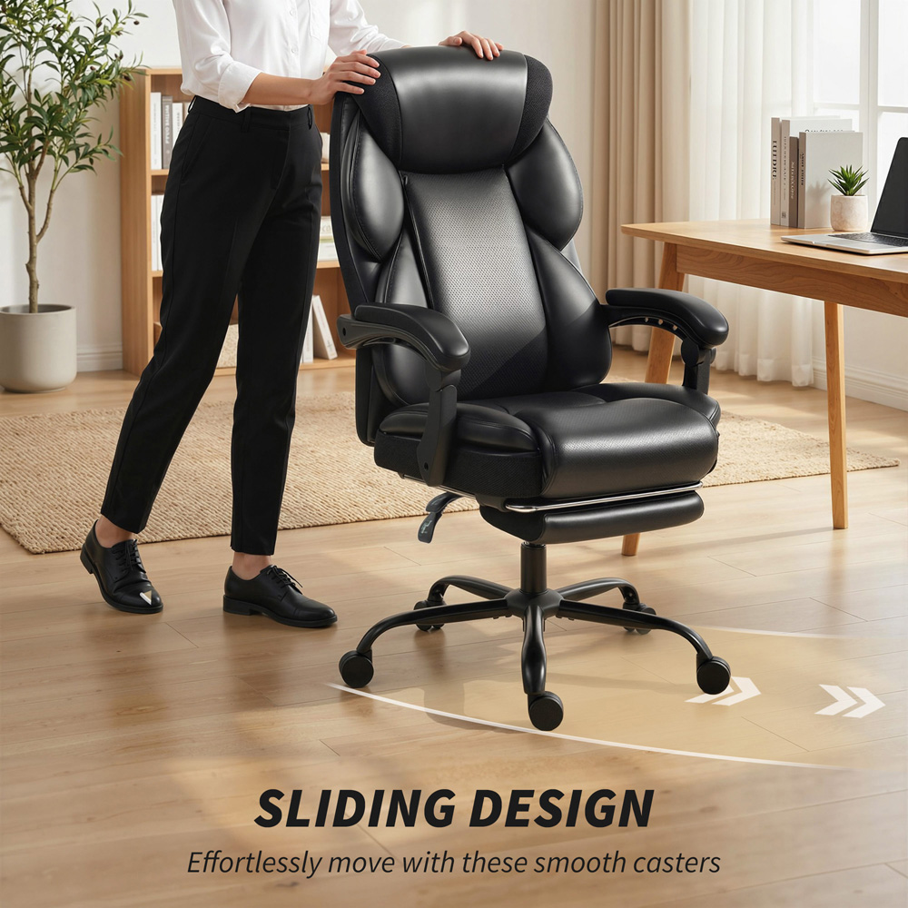 Portland Black Height Adjustable Office Chair with Footrest and Castors Image 6